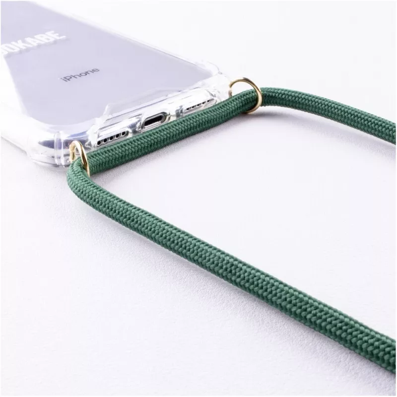 Funda con collar para smartphone Lookabe para iPhone 7/8, oro con detalles verdes