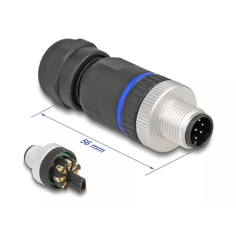 Conector M12 DeLOCK codificado A de 8 polos conector macho conexión por tornillo
