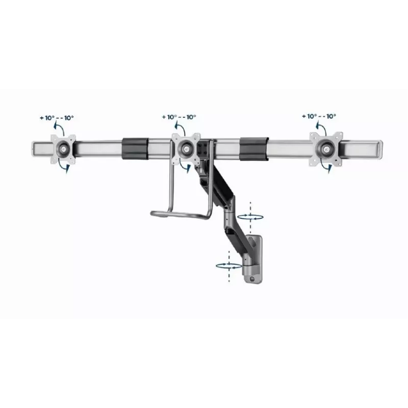 Brazo de monitor ajustable de pared Gembird MA-WA3-01 para 3 monitores