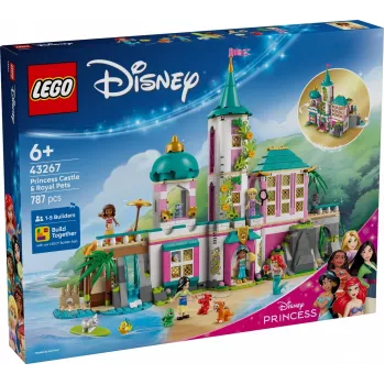 LEGO Disney Princess Castillo y mascotas reales set de construcción 43267 — 787 piezas, 5 minifiguras, edad 6+, 320×460×100 mm