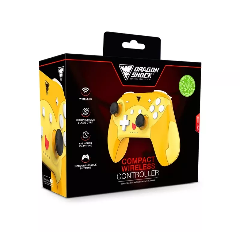 DragonShock PopTop Compact, mando, Nintendo Switch, botón Atrás, D-Pad, botón Home, botón Reset, inalámbrico, Bluetooth, USB Type-C
