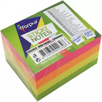 Notas adhesivas Forpus, neón, 50x40 mm, surtidas, cubo (1x320)