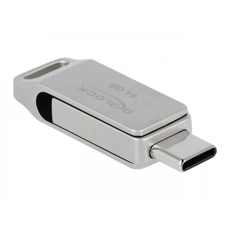 Memoria USB DeLOCK 64 GB USB-C Type-A giratoria carcasa de metal