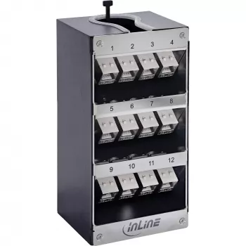 InLine 76203Q panel de conexiones Keystone, 12 puertos Cat.6A, montaje en pared/carril DIN