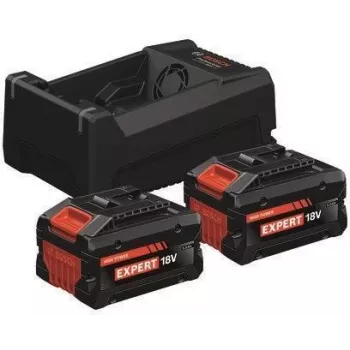 EXPERT Set de inicio 2x EXBA 18V-55 + cargador de doble tensión GAL 12V/18V-80 (negro, 2x batería de litio 5,5 Ah, AMPShare Alliance)