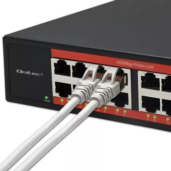 Switch de red QOLTEC 52364 — Gigabit Ethernet PoE 16xRJ45, 2xSFP