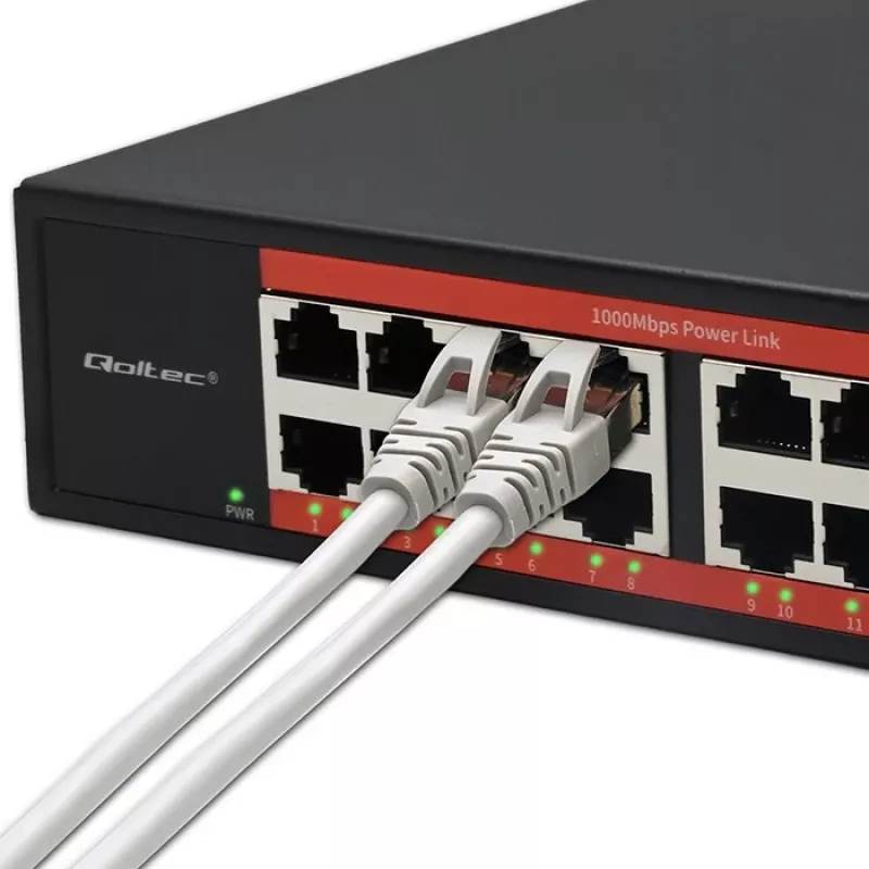 Switch de red QOLTEC 52364 — Gigabit Ethernet PoE 16xRJ45, 2xSFP