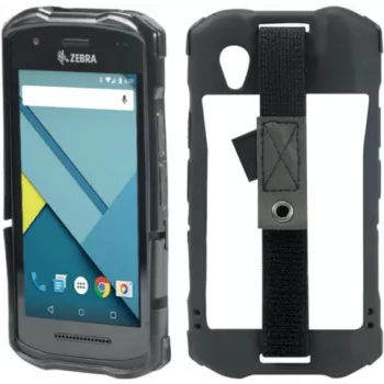 MOBILIS CASE Protech funda TPU para TC 51/52/56/57 - correa elástica de mano con soporte para lápiz - color Negro (052046)