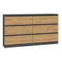 Cómoda Top e Shop M6 140 ANT/ART, 6 cajones, antracita roble, 1380×750×400 mm