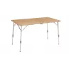 Mesa de camping Outwell Custer L Brown — tablero de bambú, estructura de aluminio, 700×1200 mm, 11,5 kg