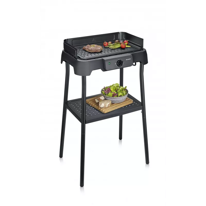 Parrilla eléctrica de sobremesa SEVERIN PG 8596, 2000 W, parrilla rectangular, negra, mando giratorio