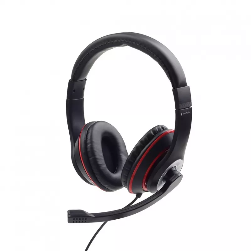 Auriculares gaming con cable GEMBIRD MHS-03-BKRD — binaurales, circumaurales, 3,5 mm, cable de 1,8 m, rojo/negro