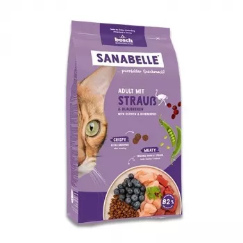 Comida seca para gatos Bosch Sanabelle Life Adult — Avestruz y arándanos, 8 kg, 31% proteína, 16% grasa
