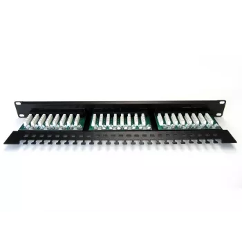 Digitus DN-91524U-EC panel de parcheo de 19" y 24 puertos Cat5e U/UTP, 1U, con soporte para cables, negro