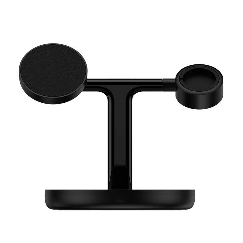 Estación de carga inalámbrica magnética 3 en 1 Baseus Swan 20W negra versión universal (incluye: USB Type-C 3A 1m)