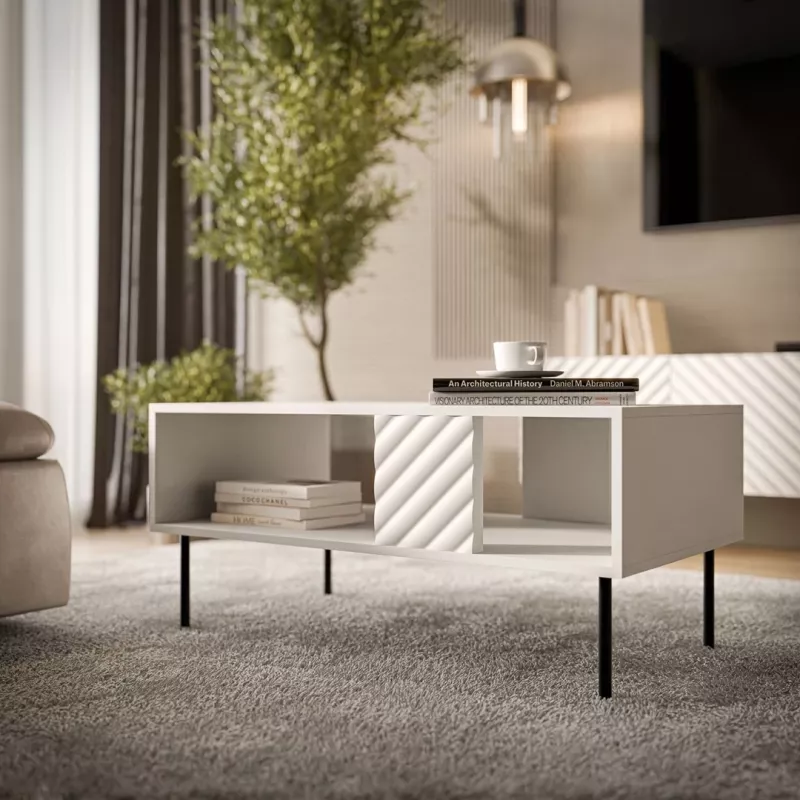 Mesa de centro Cama Meble LUCCA 100 x 55 x 46 cm, rectangular blanca