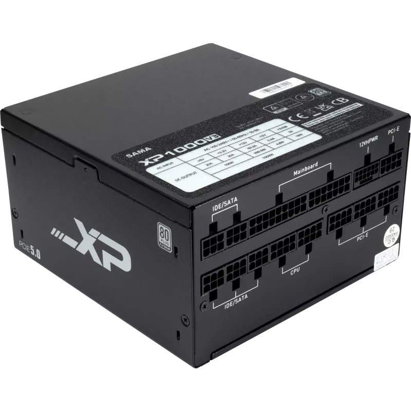 SAMA XPH-1000A, fuente de alimentación para PC 1x 12 pines GPU de alta potencia, 3x PCIe, gestión de cables, 1000 vatios