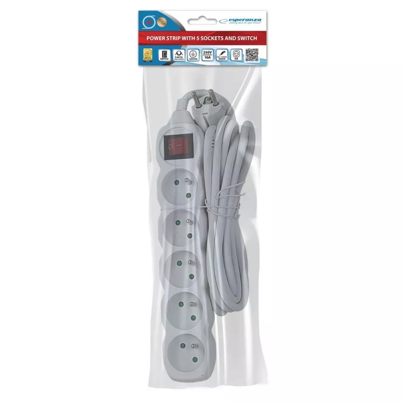 Regleta Esperanza ELK215W 3 m 5 toma(s) de CA para interiores blanca