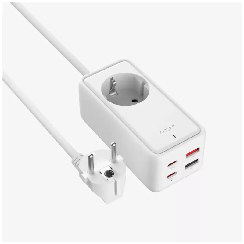 Adaptador de alimentación FIXED FIXCS65-1.5-WH con 2× USB-C PD 65 W y 2× conectores USB-A