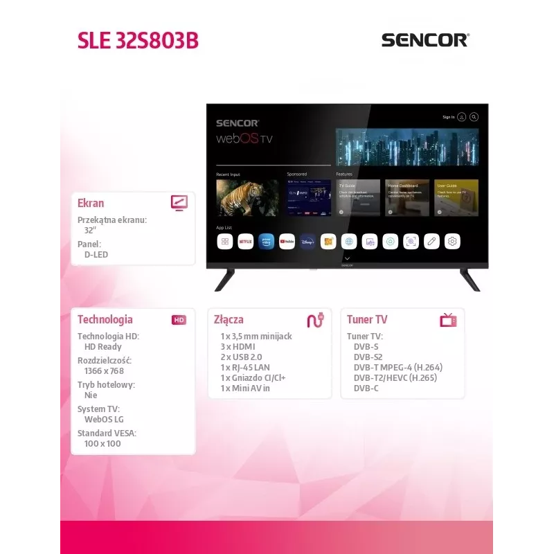 Smart TV LED SENCOR SLE 32S803B 32