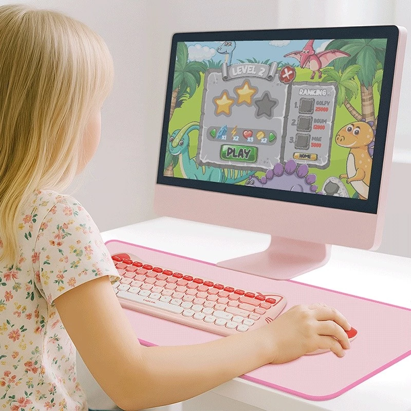 Alfombrilla XXL para ratón y teclado, rosa