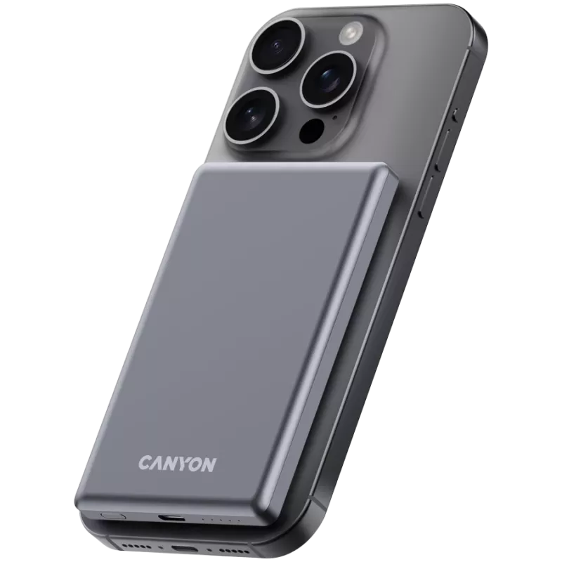 Canyon OnPower 505 - batería externa - 5.000 mAh - entrada USB-C - salida USB-C PD 20W + Wireless Magnet 1