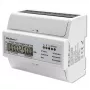 Contador electrónico bidireccional trifásico Qoltec | Contador de consumo eléctrico para carril DIN | 400V | 100A | LCD | 4P