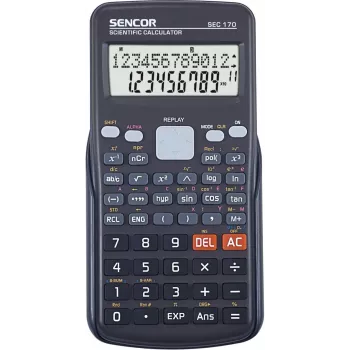 Calculadora científica SENCOR SEC 170 — 240 funciones, pantalla de 2 líneas, alimentación por pilas, funda protectora