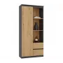 Estantería Top e Shop RS-80 BILY, marco antracita, puerta roble Artisan, 7 estantes, 2 cajones, 1800×800×350 mm