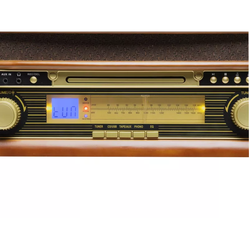 Denver MCR-50MK3 equipo de música retro con tocadiscos, CD/MP3, casete y radio, 2 x 2,5 W, acabado en madera
