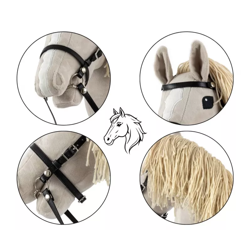 Caballo de palo de peluche Milly Mally 6626 Gris claro – peluche milly mally, caballo de palo para montar