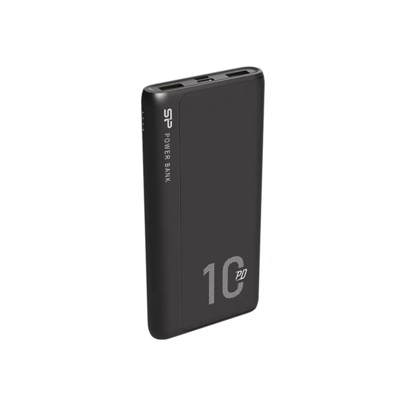 Batería externa Silicon Power QP15 10000 mAh, LiPo, 2x USB-A + 2x USB-C, entrada Micro-USB, negro
