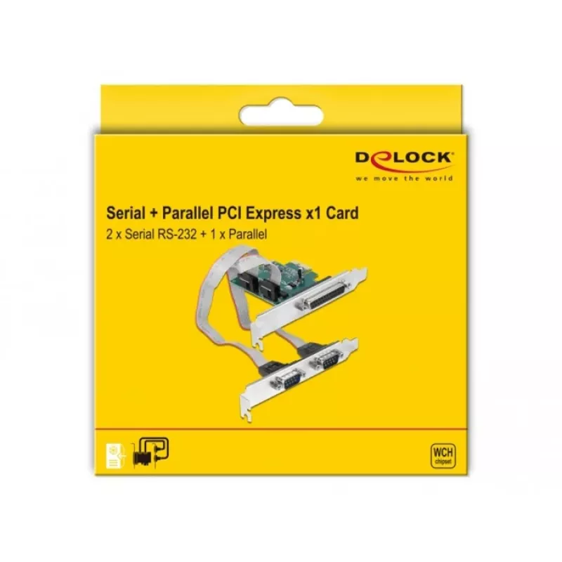 DeLOCK - Adaptador paralelo/serie - PCIe 1.1 perfil bajo - paralelo x 1 + serie x 2 (90413)