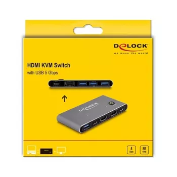 Conmutador KVM DeLOCK HDMI 8K 60 Hz con USB 5 Gbit/s