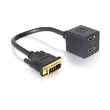 Adaptador DVI 25 conector macho a 2x HDMI conector hembra 0,2 m DeLOCK 65069