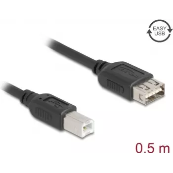 Cable USB 2.0 DELOCK 81529, USB B a USB A, 0,5 m, negro