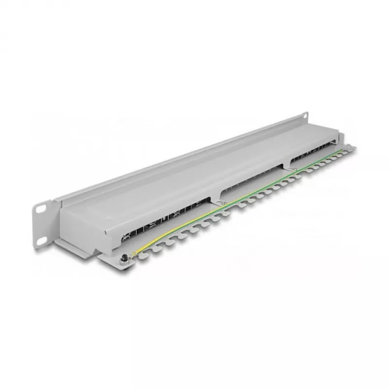 Panel de parcheo DeLOCK 19 inch 16 puertos Cat.6A 1HE gris metal rack