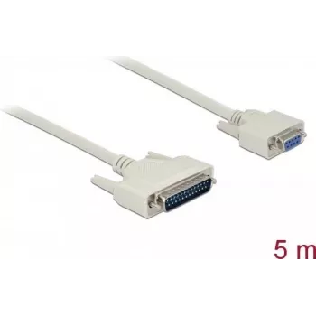 Cable serie DELOCK 86876 D-Sub 25 pines a D-Sub 9 pines, beige, 5 m