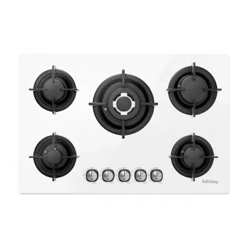 Placa de gas ISEASY MGBG-775 con 5 quemadores (blanca)