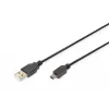 Cable de conexión USB 2.0 Assmann/Digitus A-B, 480Mbit/s, USB A - USB mini B, macho/macho, 1,8m, Negro (AK-300130-018-S)