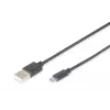 Cable de conexión USB Assmann, Type-A - Micro B, M/M, 1,0 m, compatible con USB 2.0, UL, negro (AK-300127-010-S)
