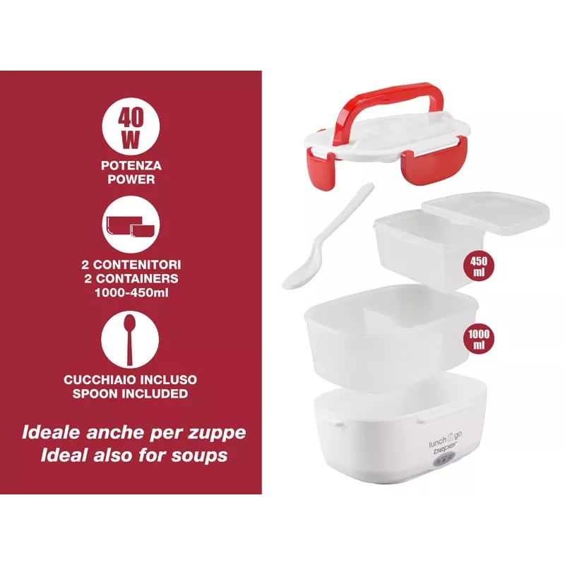 Fiambrera eléctrica Beper 90.920R – calientacomidas 1 L