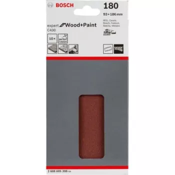 Bosch C430 Expert para madera y pintura, hoja de lijar, grano fino, P180, aglomerante de resina sintética, acabado, eliminación de pintura, pintura, madera