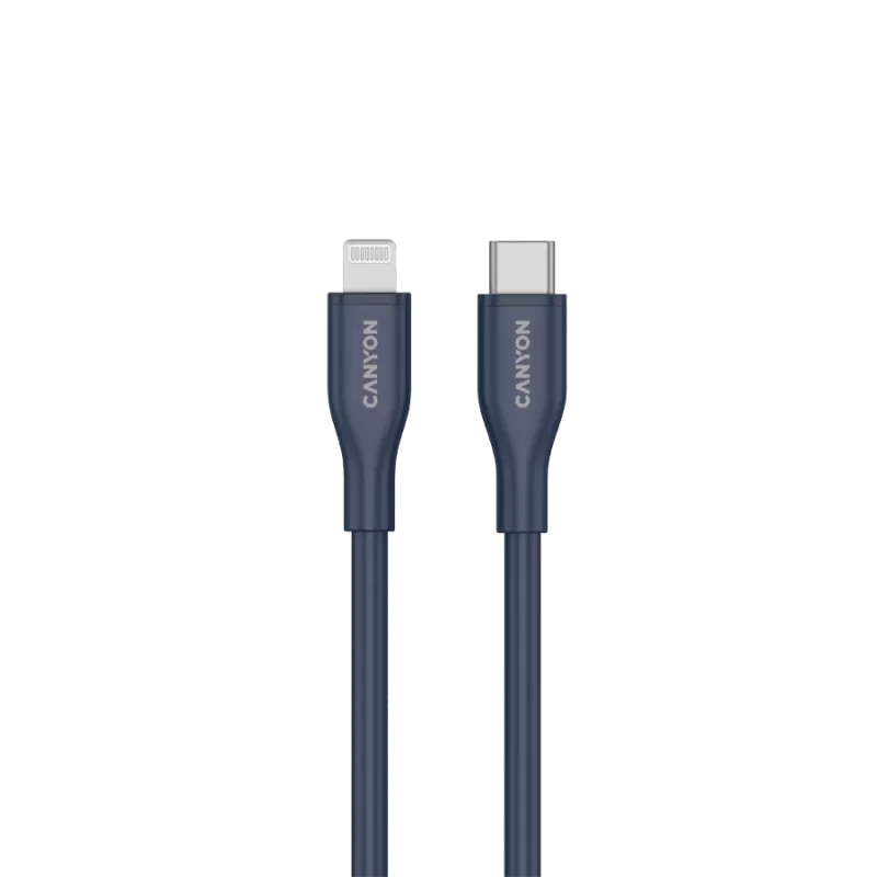 Cable USB-C a Lightning CANYON CLNM60 60W MFi 1 m silicona azul