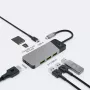 Hub USB Type-C Green Cell HUBGC01 — 7 conexiones: 3×USB‑A 3.2 Gen 1, 1×USB‑C 3.2 Gen 1, HDMI, lector de tarjetas microSD+SD — Plata