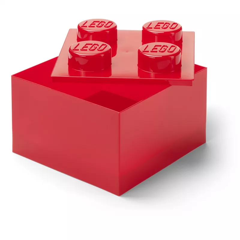 LEGO Storage Brick 4 caja de almacenamiento con tapa, roja transparente