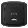Cargador rápido AC de interior Belkin WCH019kqBK — 2× USB‑C, negro, protección OVP/OC/OT/SC