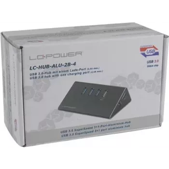 LC Power LC-HUB-ALU-2B-4 - hub - 3 x SuperSpeed USB3.0 + 1 x SuperSpeed USB3.0 (carga) - sobremesa (LC-HUB-2B-4)