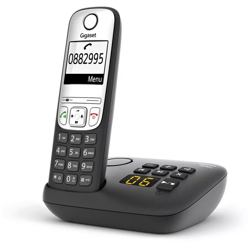 Gigaset A690A - Teléfono analógico/DECT - Terminal inalámbrico - Manos libres - 100 entradas - Negro (S30852-H2830-B101)