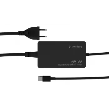 Cablexpert NPA-AC-PDQC65-01 cargador rápido GaN USB Type-C 65 W PowerDelivery, negro | Cablexpert